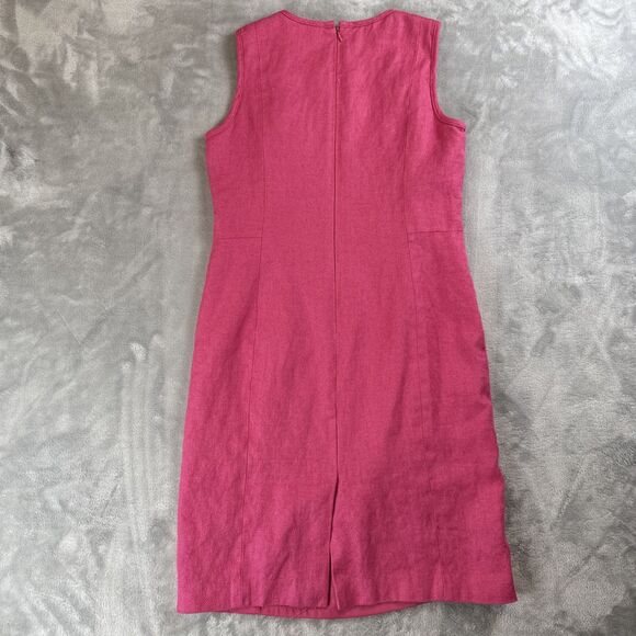Talbots Women's 12 Pink Linen Blend Sleeveless Sheath Dress Button Detail - Picture 7 of 7
